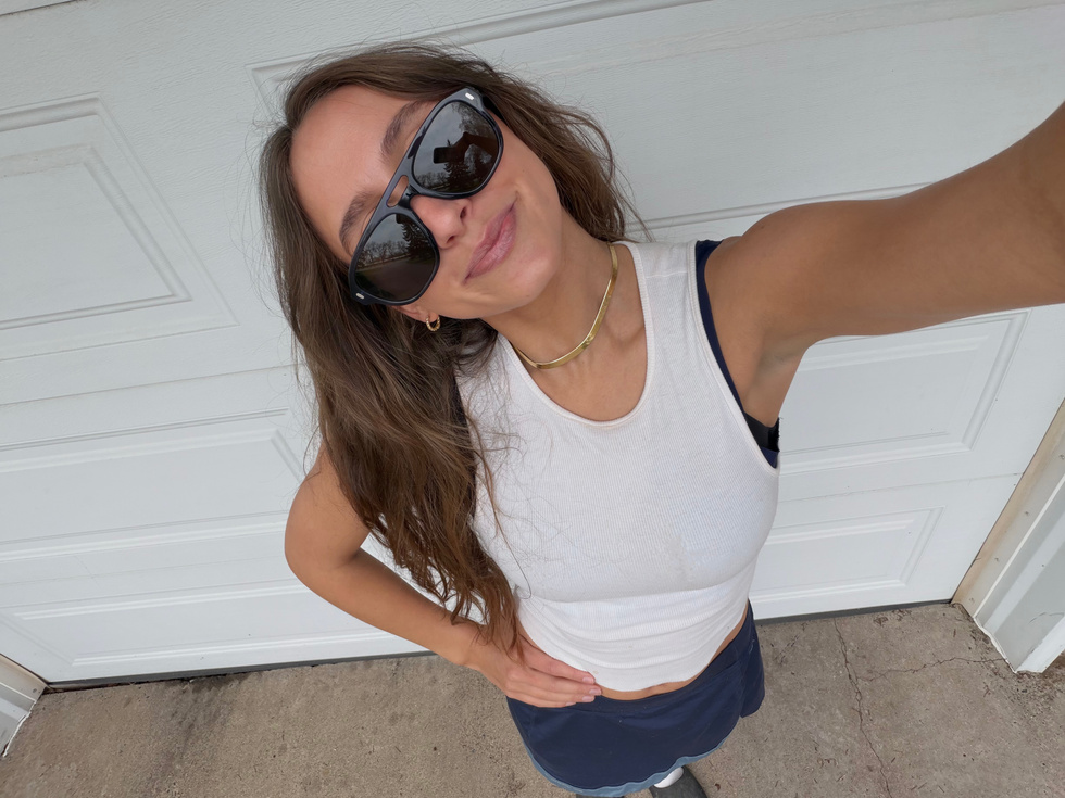 Abby wearing sunglasses outdoors